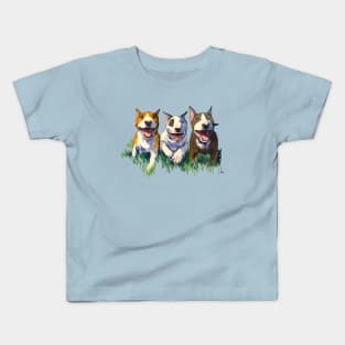 Three Amigos Bull Terrier Puppies Kids T-Shirt